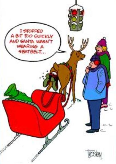 funny christmas clipart - 1 Stopped A Bit Too Quickly And Santa Wasn'T Wearing A Seatbelt...