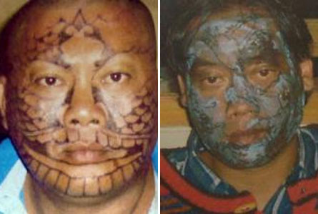 Two Indonesian job seekers have been fooled into having their faces tattooed in order to receive non-existent government jobs. 