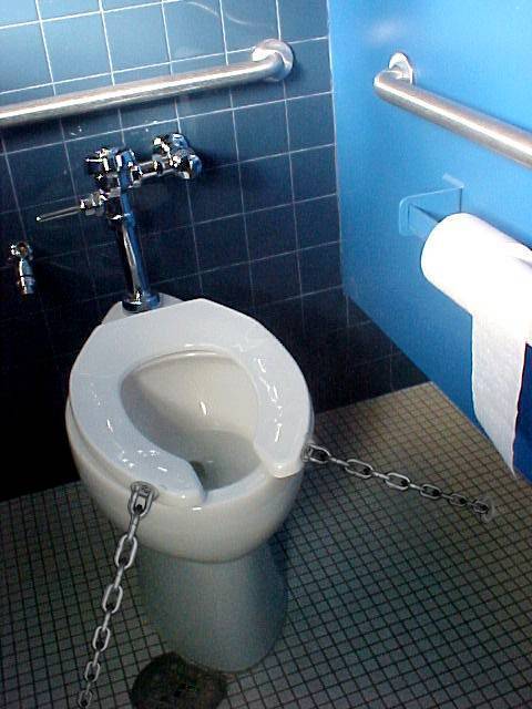 toilet with chains