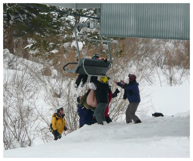Man Caught on Ski Lift