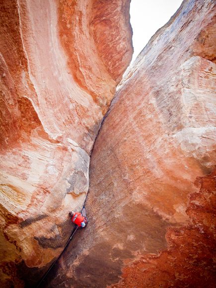 Free Climbing Century Crack, Canyonlands, Utah