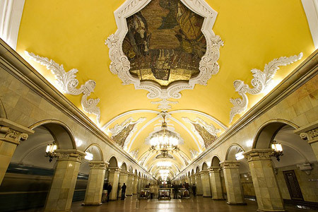 Komsomolskaya Metro Station (Moscow, Russia)