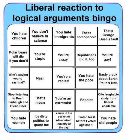 Play along anytime you argue with a lib!