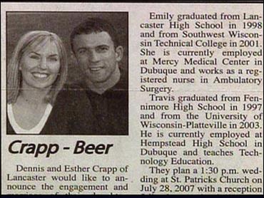 wedding announcements in newspaper - Emily graduated from Lan caster High School in 1998 and from Southwest Wiscon sin Technical College in 2001. She is currently employed at Mercy Medical Center in Dubuque and works as a reg istered nurse in Ambulatory S