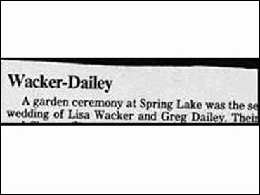 document - WackerDailey A garden ceremony at Spring Lake was the se! wedding of Lisa Wacker and Greg Dailey. Their