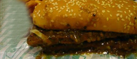Double Beef Prosperity Burger, dipped in aromatic black pepper sauce.