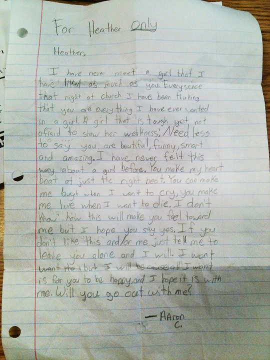 love letter from a 3rd grader to a girl