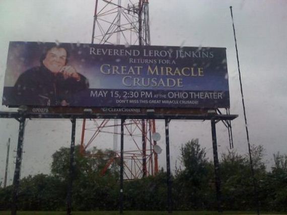 random pic billboard - Reverend Leroy Jenkins Returns Fora Great Miracle Crusade May 15, Ane Ohio Theater Dont M Th Great Millorusade Aceean Channel