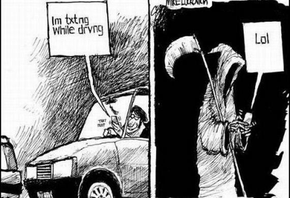 texting while driving cartoon - Im txtng While dring Lol