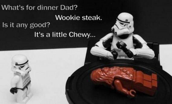 star wars jokes - What's for dinner Dad? Wookie steak. Is it any good? It's a little Chewy...