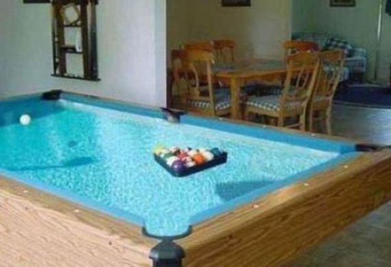 pool table in a pool