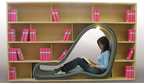 bookcase with seat