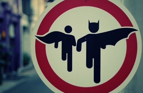 random batman and robin street sign
