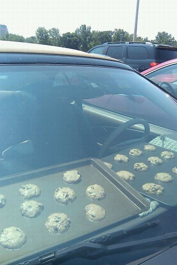 baking cookies in car meme