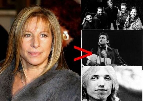 Barbra Streisand has sold more records (140 million) than Pearl Jam, Johnny Cash, and Tom Petty combined