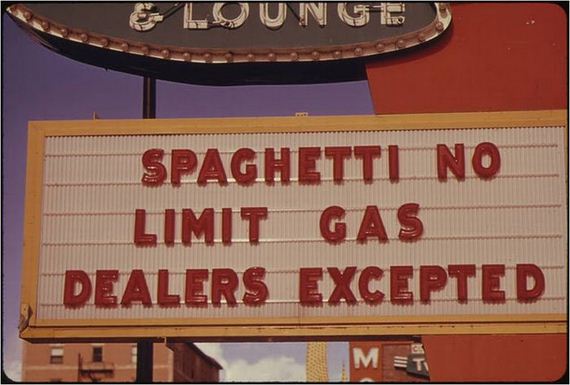 70s nostalgia signage - & Lounge Spaghettino Limit Gas Dealers Excepted Met