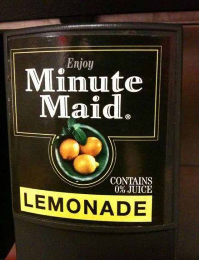 contains 0 percent juice - Enjoy Minute Maid. Contains 0% Juice Lemonade