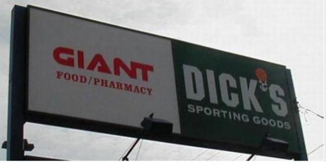 advertising fails - Giant Dicks FoodPharmacy Sporting Goods
