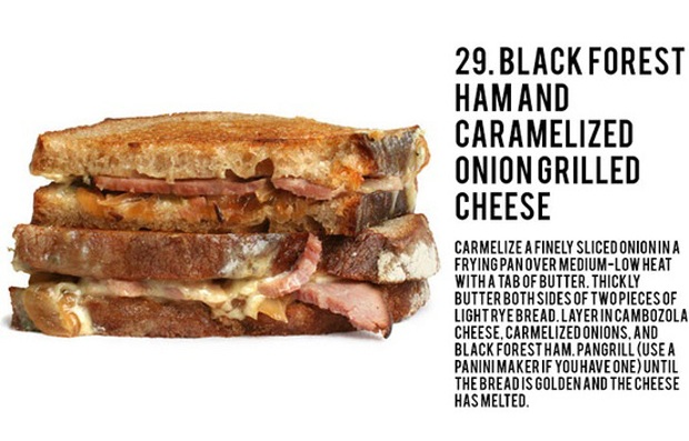 Sandwich - 29.Black Forest Hamand Caramelized Onion Grilled Cheese Carmelize A Finely Slicedonionina Frying Panover MediumLow Heat With A Tab Of Butter. Thickly Butter Both Sides Of Twopieces Of Lightrye Bread. Layer In Cambozola Cheese.Carmelized Onions,