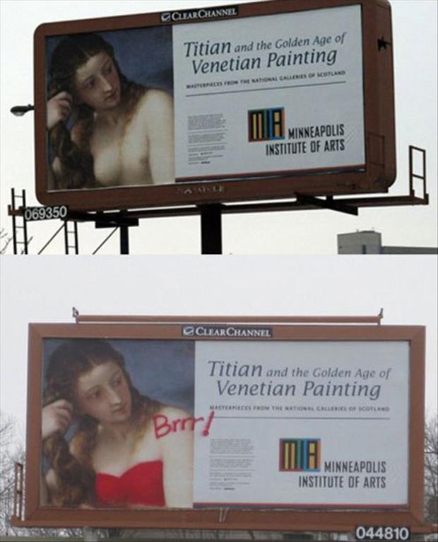 Vandalized billboard signs