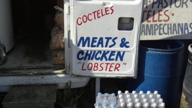 signage - Cocteles Eppaspor Teles Ampechanas Weats & Chicken "Lobster"
