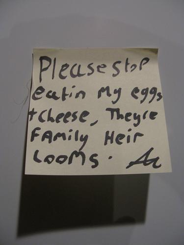 sign - Please stop eatin my eggs t cheese, Theyre Family Heir Loons Ai