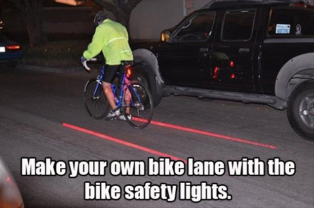 laser bike lane - Make your own bike lane with the bike safety lights.