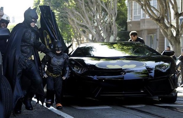 Kid becomes batman for a day
