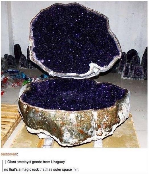 tumblr - amethyst giant - baddovah Giant amethyst geode from Uruguay no that's a magic rock that has outer space in it