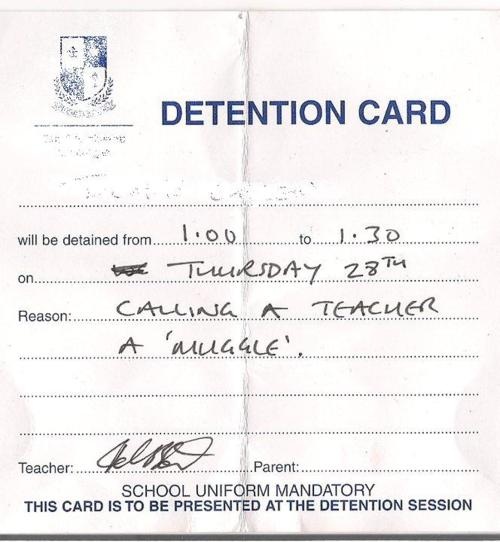 detention card - Detention Card will be detained from...100.............. 30 te Thursday 28th Reason...Carina A Teacher ...A 'Mugale'.. Teacher..... ..............Parent......... School Uniform Mandatory This Card Is To Be Presented At The Detention Sessi