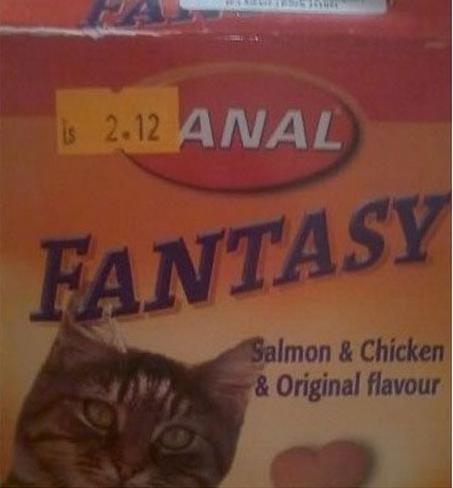 bad sticker placement - | 2.12 Anal Fantasy Salmon & Chicken & Original flavour