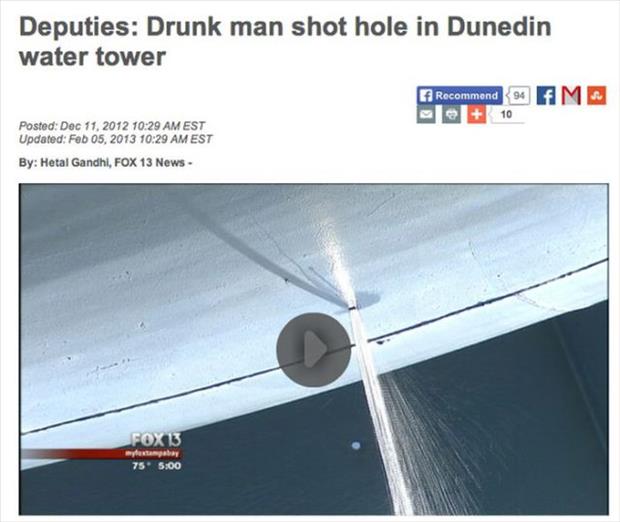 aerospace engineering - Deputies Drunk man shot hole in Dunedin water tower Recommend 94 Fm 10 Posted Est Updated Est By Hetal Gandhi, Fox 13 News Fox 13 myfutangabay 75