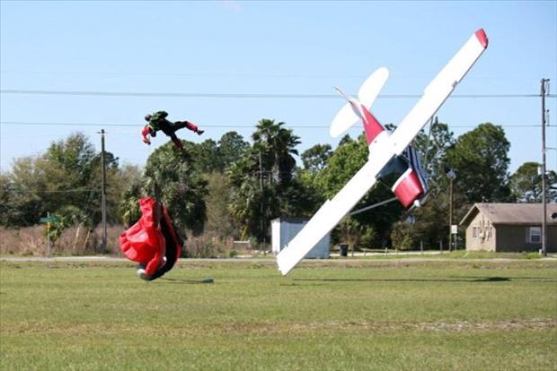 Skydiver And Plane Collide