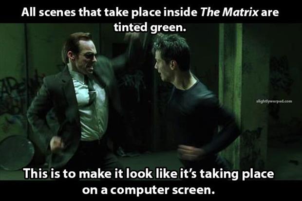 matrix fight scene - All scenes that take place inside The Matrix are tinted green. slightlywarped.com This is to make it look it's taking place on a computer screen.