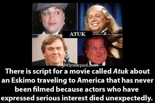 photo caption - Atuk sightlywarped.com There is script for a movie called Atuk about an Eskimo traveling to America that has never been filmed because actors who have expressed serious interest died unexpectedly.
