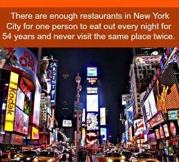 time square - There are enough restaurants in New York City for one person to eat out every night for 54 years and never visit the same place twice Uw Ze Kodak