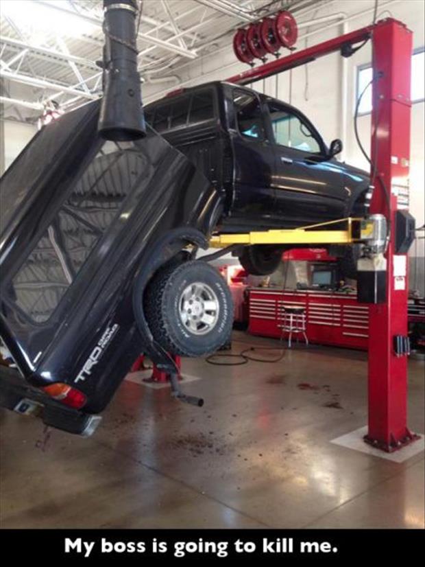 car lift fails - Teros My boss is going to kill me.