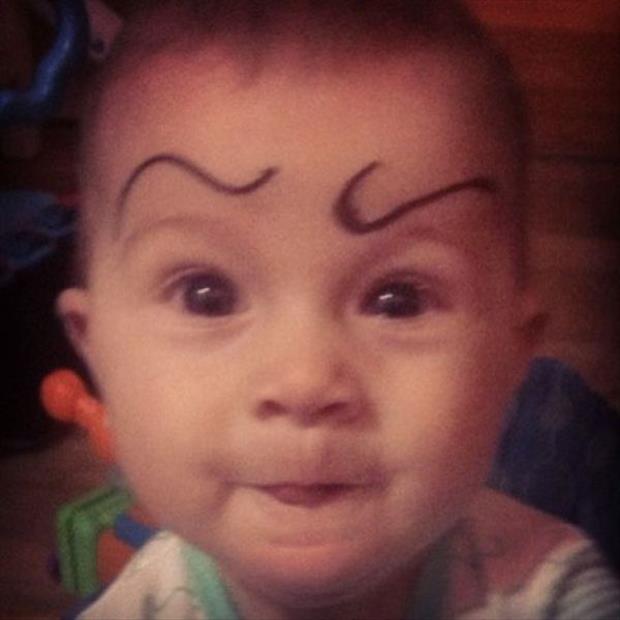 Drawing eyebrows on children
