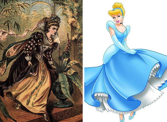 Cinderella in 1865 vs now. 1865 may have been when Cinderella was first illustrated, but this story goes back all the way to 1697!