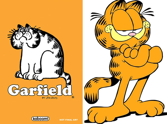 Garfield in 1978 vs now. What has Jon been complaining about all these years? Garfield lost the pounds and kept them off too!