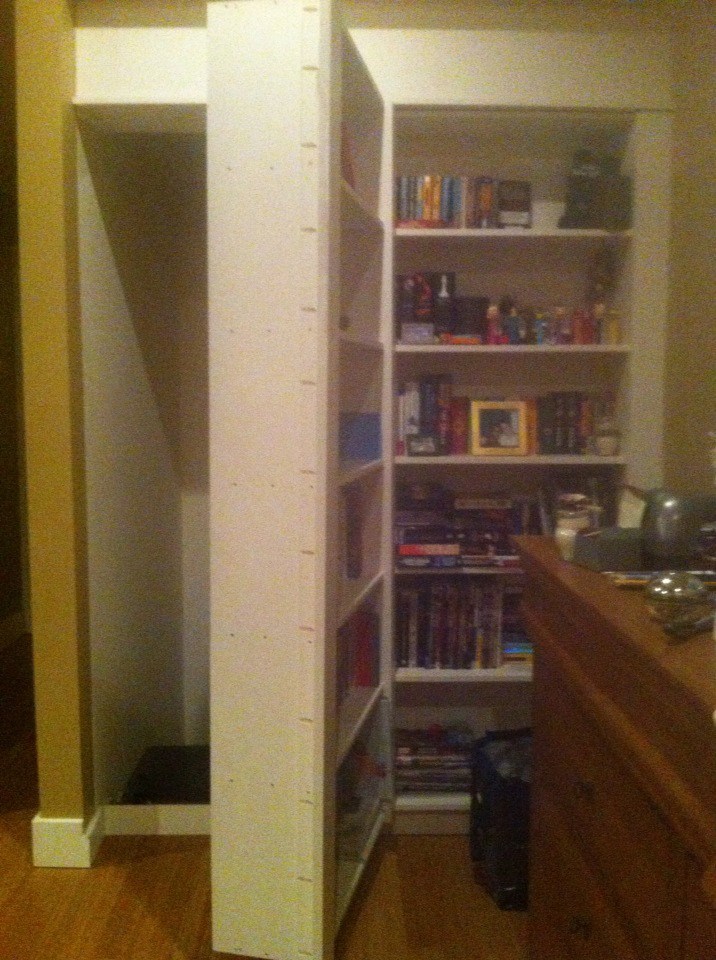 But when one of the children pulled on the bookcase, the "built-in" moved, revealing a deep, dark secret.