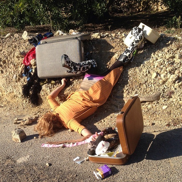 Artist Comically Photographs People Fallen With Their Belongings