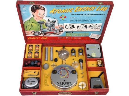 These days, people freak out about the radiation they get from their cell phones. In the 1950s, people let their kids play with uranium. The Gilbert U-238 Atomic Energy Lab included four different atomic ore samples and had an order form to get more. This kit is definitely cool, but undeniably dangerous for kids!