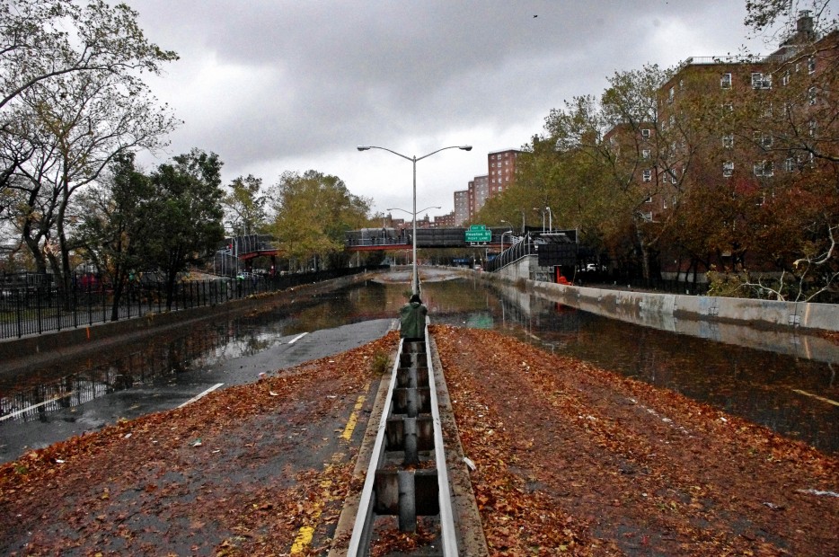 And violent hurricanes... The FDR Drive flooded after Hurricane Sandy on Tuesday October 30th.