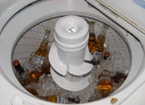 Show everyone your priorities by using the washing machine to chill your beer.