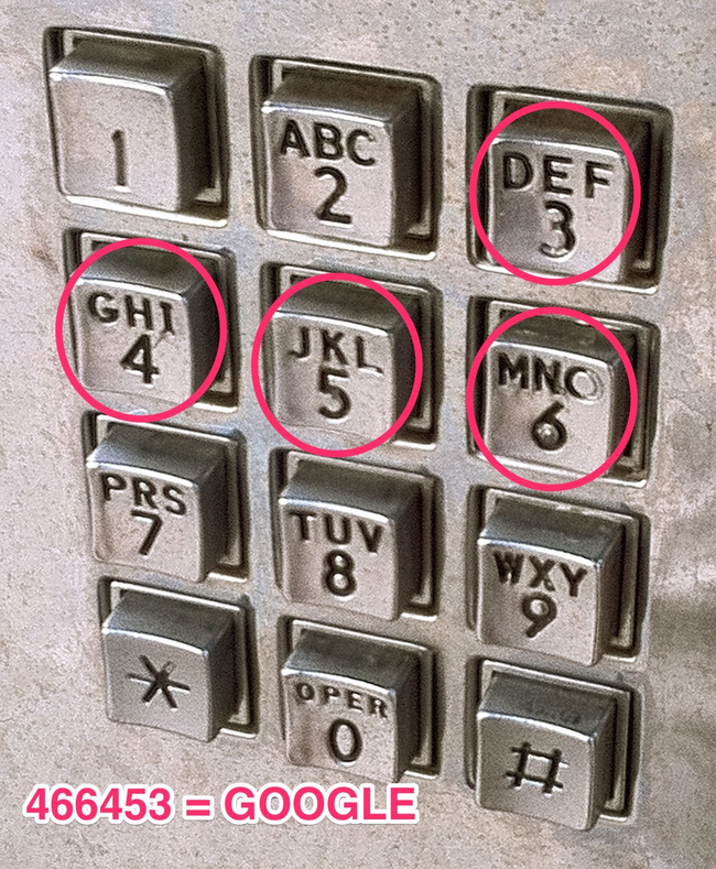 Google owns common misspellings of its own name as well, including gooogle.com, gogle.com, and googlr.com. They also own 466453.com which is Google spelled out on the phone.