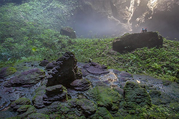 Cavers near one of the entrances of the Hang Son Doong cave.