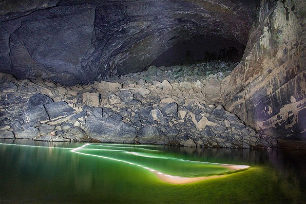 A water body inside the Hang Son Doong cave.