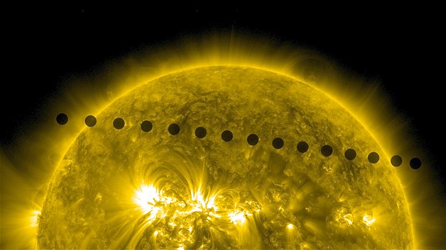 The transit of Venus across the sun.