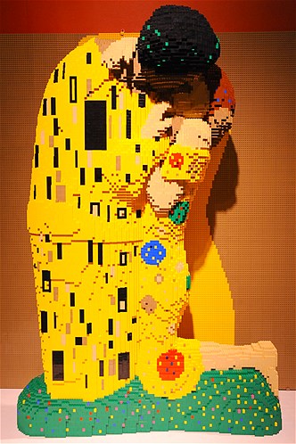 New York-based Lego artist Nathan Sawaya's version of "The Kiss" by Gustav Klimt.